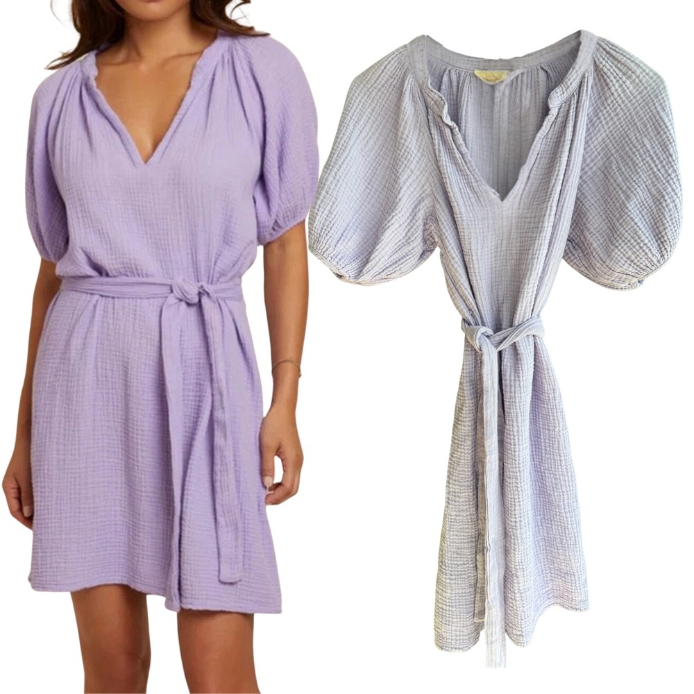 Nation LTD Puff Sleeve Gauze Mini Dress‎ Breathable Cotton USA